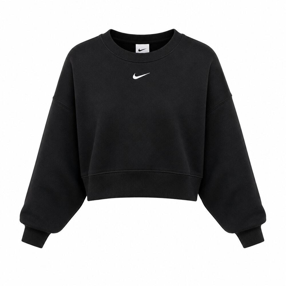 Nike Sportswear Fleece Women's Oversized Cropped Sweatshirt Black Med Batwing